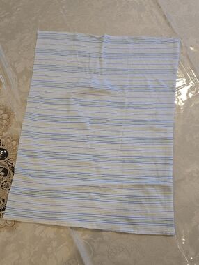 100% Cotton Striped Burp Cloth in White with Blue and Green Stripes 17" X 12"